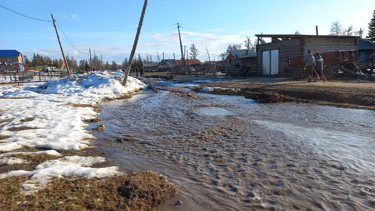 Территории домохозяйств якутского села Бясь-Кюель оказались затоплены талыми водами