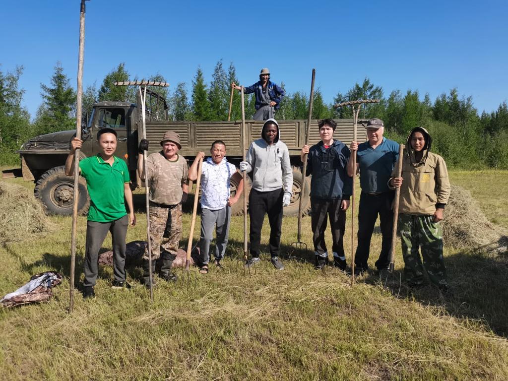 Геологи из Москвы и республики Чад приняли участие в сенокосной кампании Мирнинского района Якутии