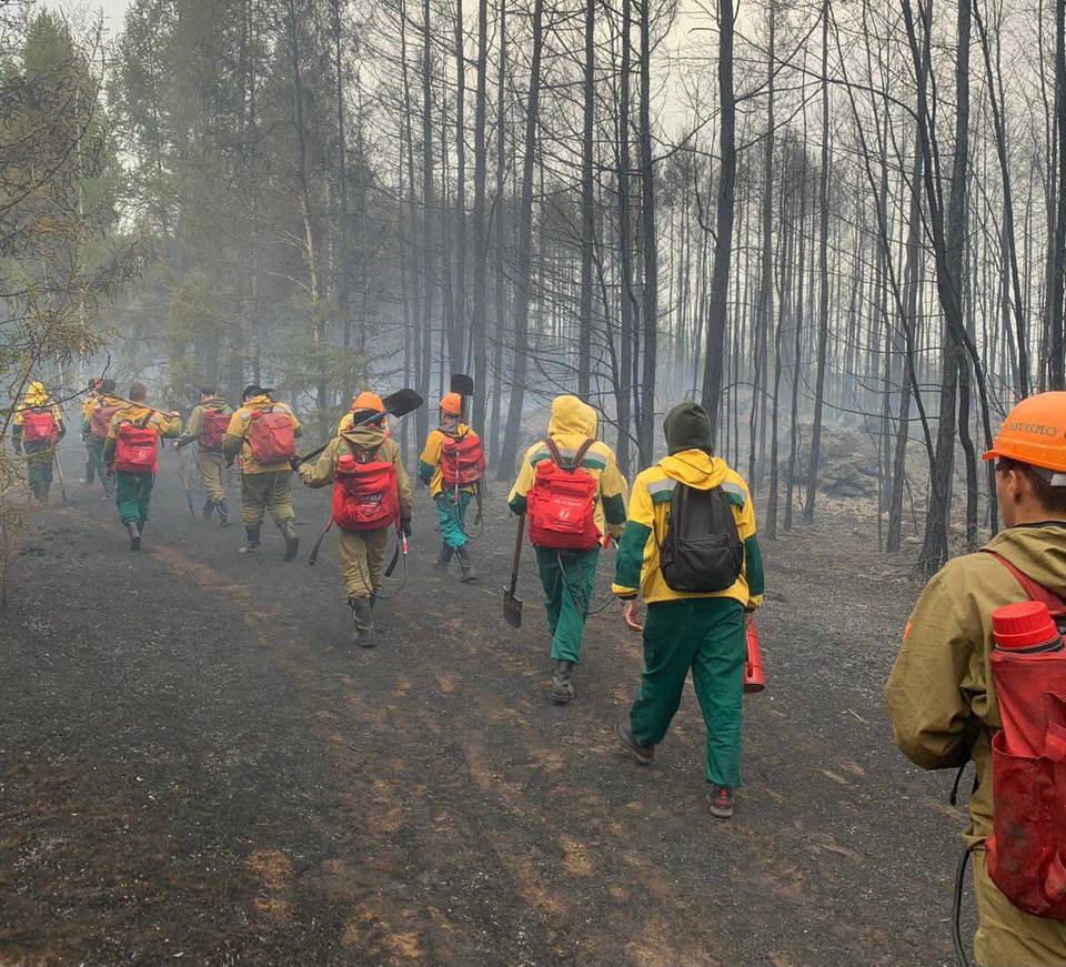 Тушение 10 лесных пожаров ведется в Якутии