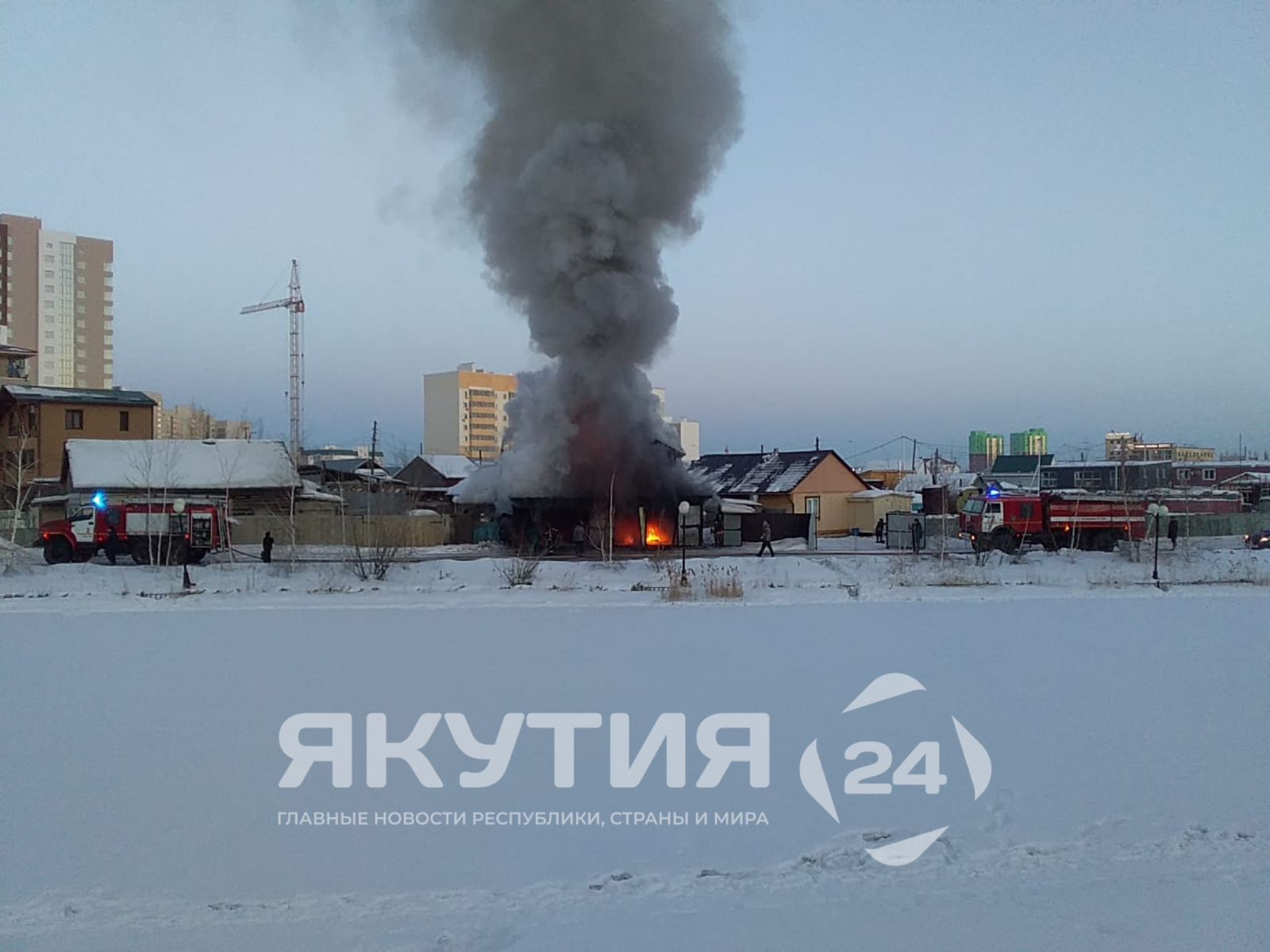 Пожар произошел на улице Крупская в Якутске