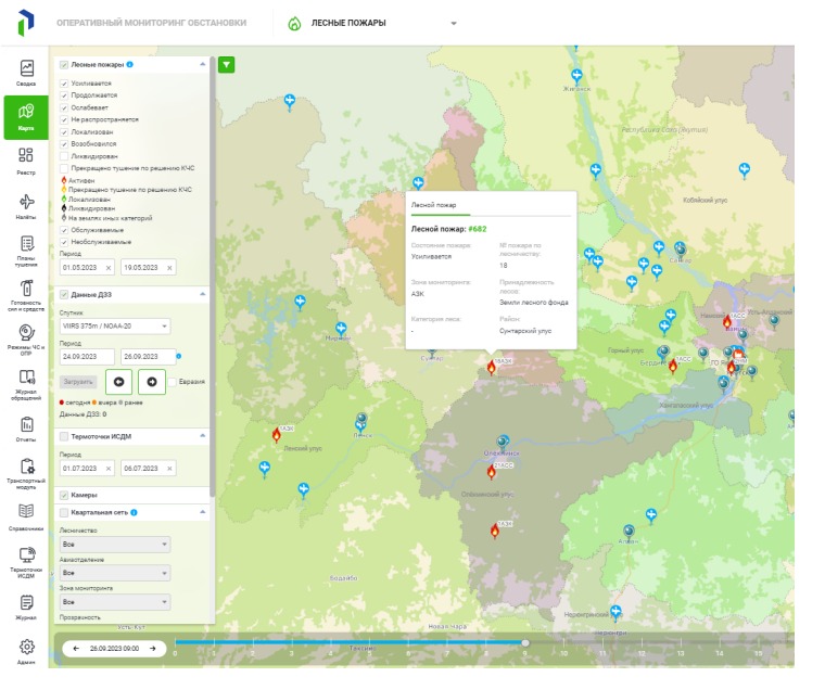 Система мониторинга ситуации с лесными пожарами работает в Якутии
